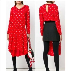 Hot❤️Sexy❤️ Balenciaga ✨logo crystals Hybrid V-neck red Dress